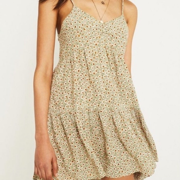 Urban Outfitters | Dresses | Urban Outfitters Ditsy Floral Lace Up Back  Mini Dress Tiered Mini Dress | Poshmark